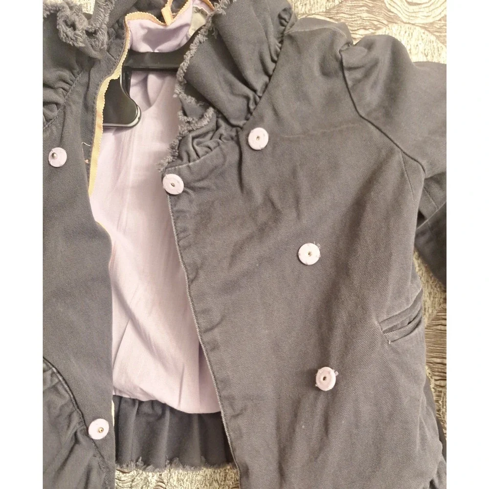 Adorable J.Crew Girl's 100% Cotton Lightweight Ruffle Grey Jacket Size 4/5